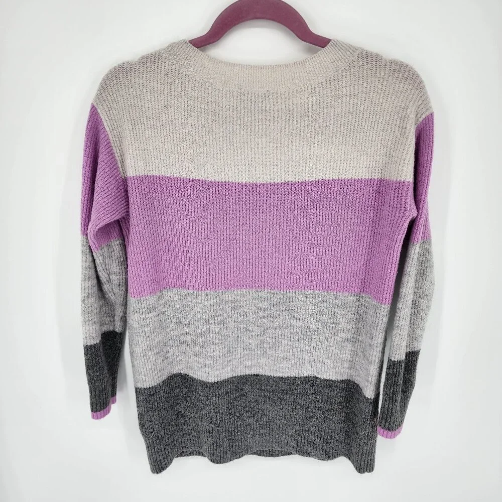 3/$25 3 Talbots Color Block Sweater SP Pullover Crew Neck Ribbed Striped Long - Picture 3 of 7